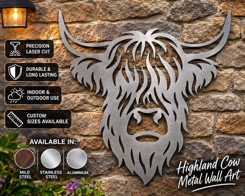 Highland cow metal wall - cow,